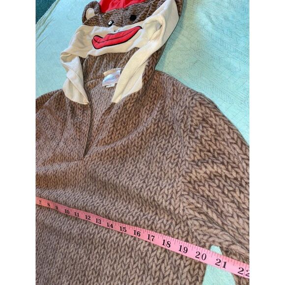 Underland Sock Monkey L hoodie footie pajamas super-soft 2 piece - Picture 8 of 16